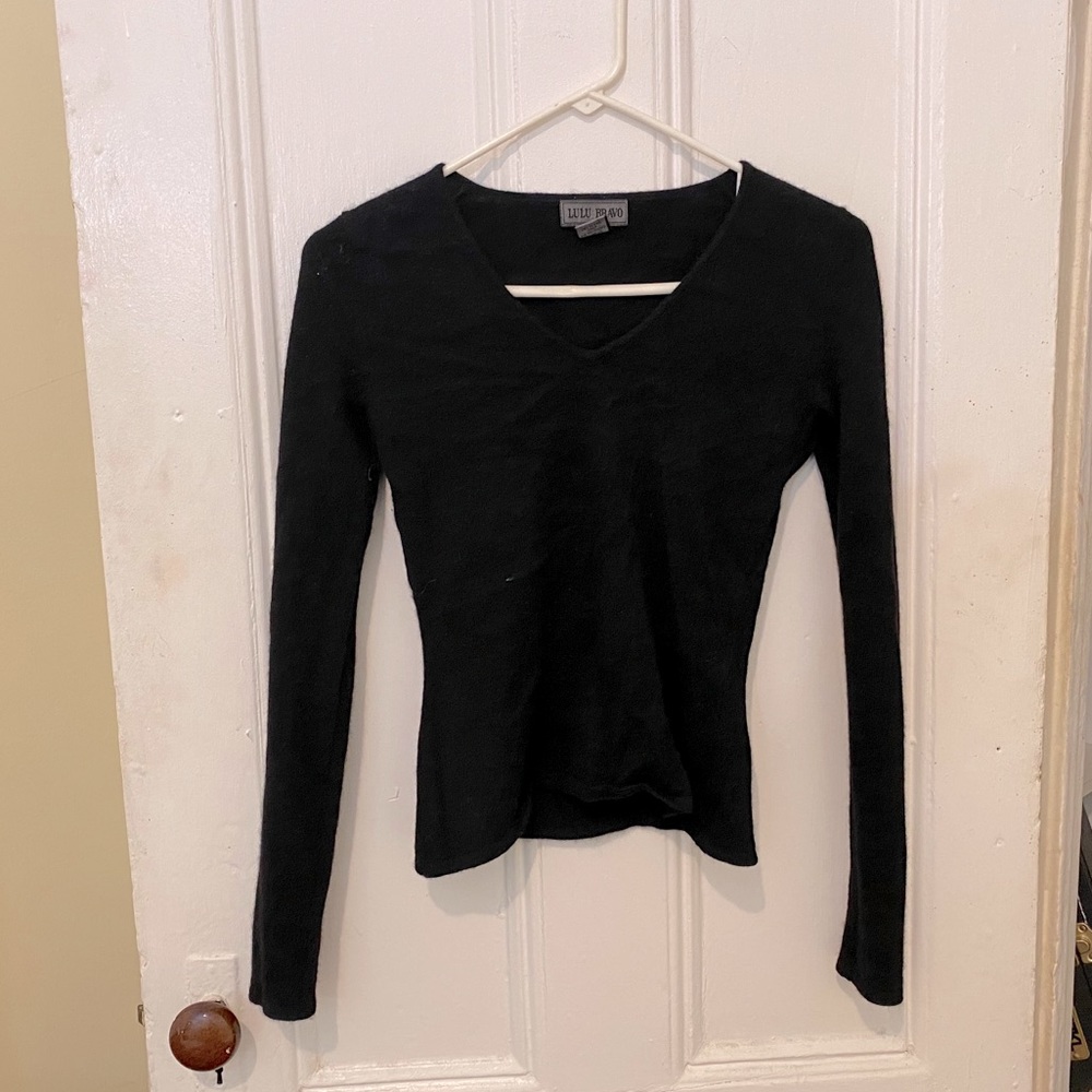 3 for $15.  Black Lulu Bravo cashmere sweater.